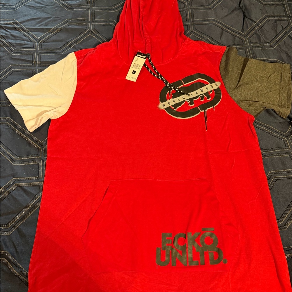 2 NWT Ecko Unlimited Red and Gray Hoodie T-Shirt